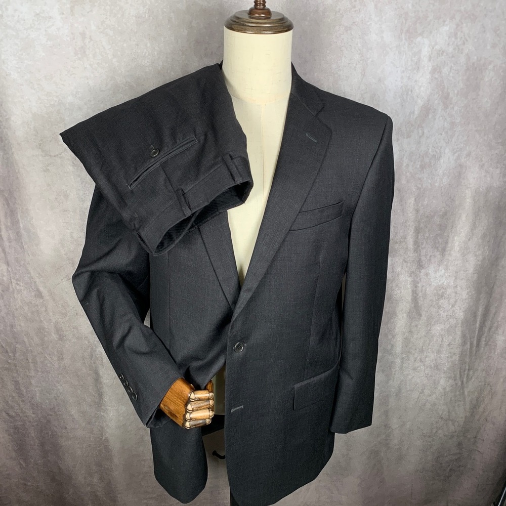 Brooks Brothers 2 piece Suit Men 43L Gray Madison 37x31 Pleated